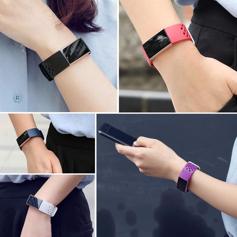 Wepro Bands Compatible with Fitbit Charge 4 / Charge 3 / Charge 3 SE, Waterproof Band with Breathable Holes for Women Men, Small, Large Black Large 7.1"-8.7" - NewNest Australia