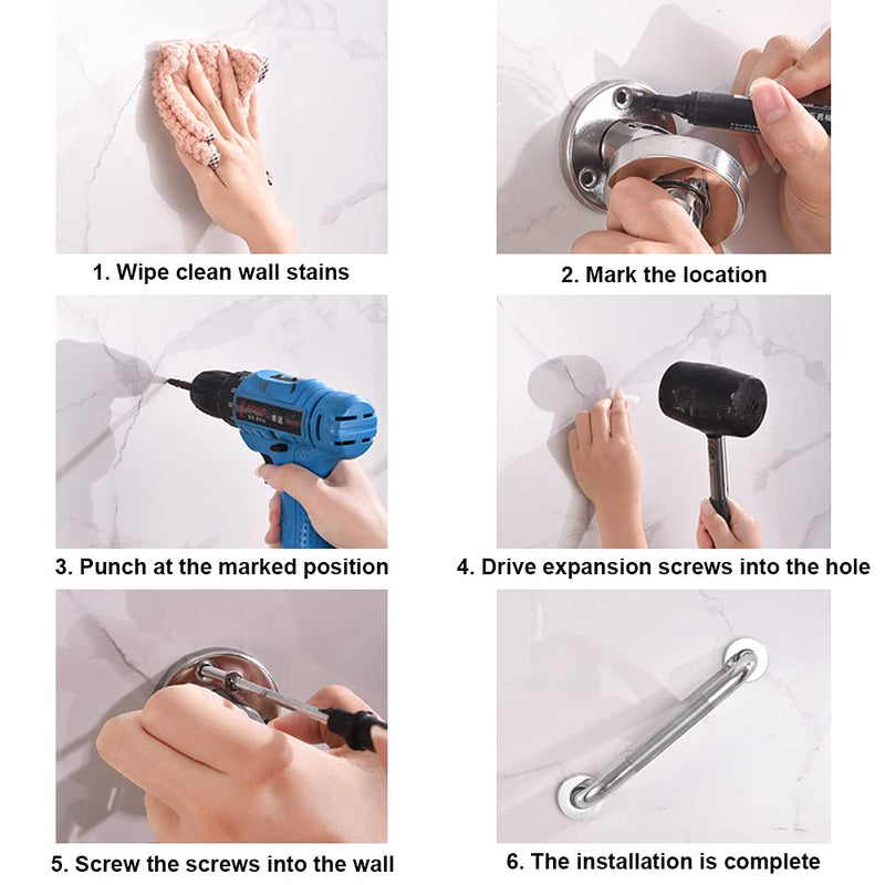 HONPHIER 2 Pack Grab Rails Bathroom Grab Bar Anti Slip Shower Handle SUS 304 Stainless Steel Towel Rails Safety Shower Handrails Support Rail, Elderly Senior Assist Bath Handle (16"/40CM) 16"/40CM - NewNest Australia