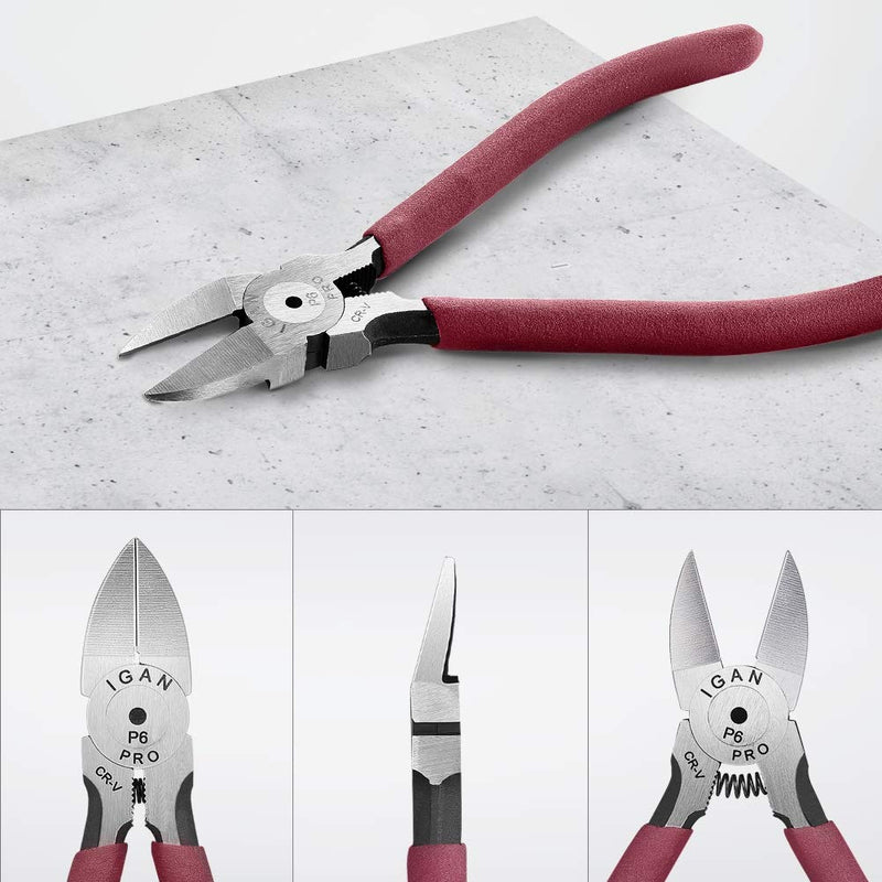 IGAN-P6 Wire Flush Cutters, 6-inch Ultra Sharp and Precision Side Cutter Clippers with Longer Flush Cutting Edge, Spring-loaded, Ideal Wire Snips for Handmade and Any Clean Cut Needs Pack 1 - NewNest Australia