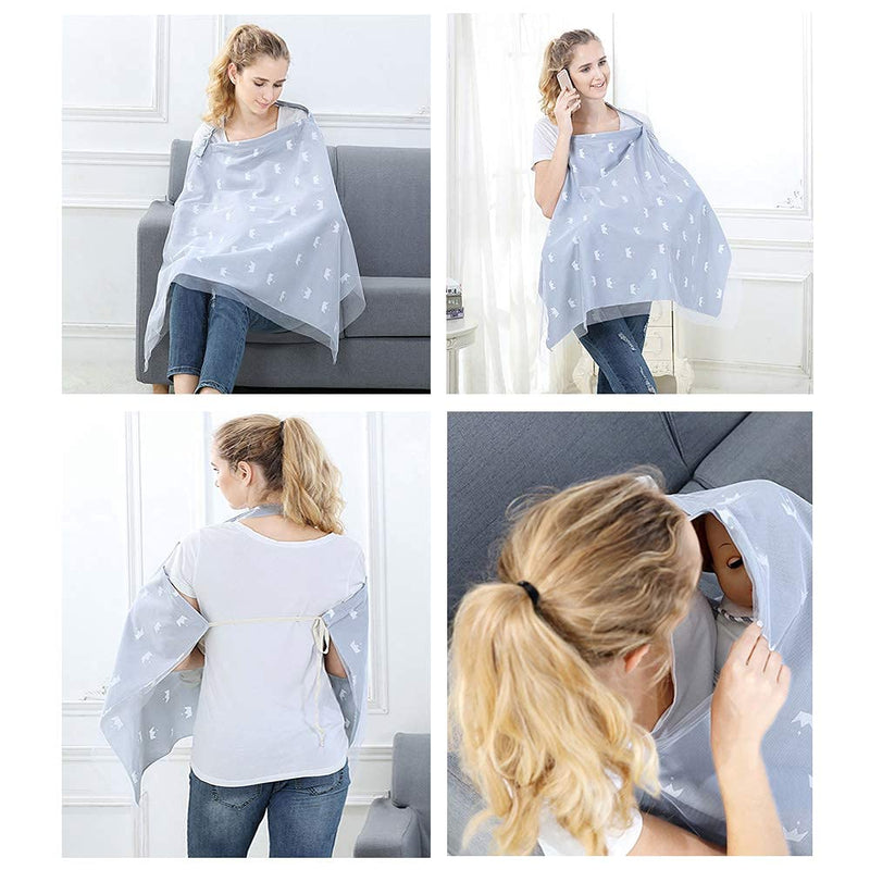 Privacy Nursing Covers, Breast Feeding Cover with Breathable Lace Screen Yarn, 360 Nursing Cover Privacy Breastfeeding Protection for Breastfeeding Baby Mom Gifts（Grey） Gray - NewNest Australia