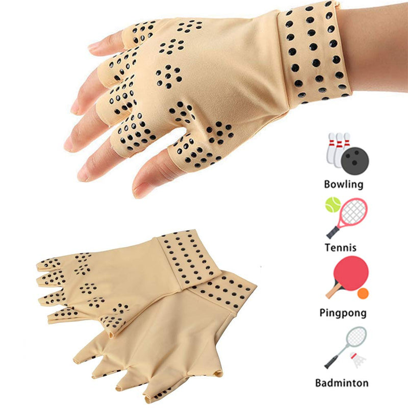 RZJZGZ 2Pack Arthritis Gloves Compression Gloves Fingerless Gloves Magnetic Arthritis Therapeutic Therapy Fingerless Gloves Relief Hand Pain Relief Heal Joints Relief (Nude) - NewNest Australia