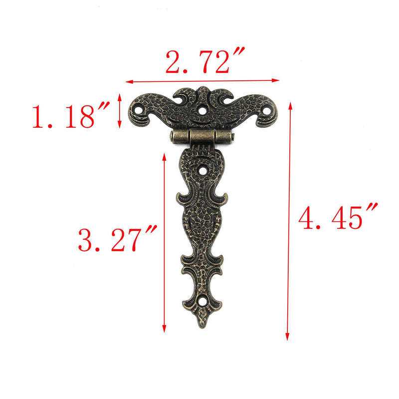 Mironey 4.45" x 2.72" Tee Hinge Zinc Alloy Antique Bronze Decorative T-Strap Hinges Door Hinges with Screws Pack of 4 - NewNest Australia