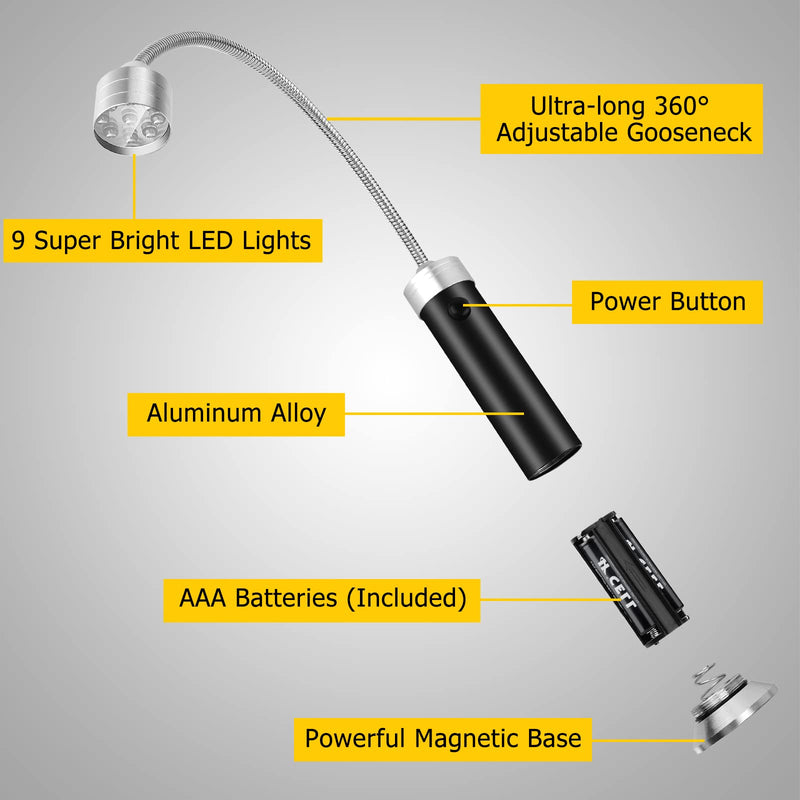 Barbecue Grill Lights, BBQ Accessories for Outdoor Grill with Magnetic Base, Super Bright LED, 360 Degree Flexible Gooseneck, Water and Heat Resistant, Batteries Included - Pack of 2 - NewNest Australia