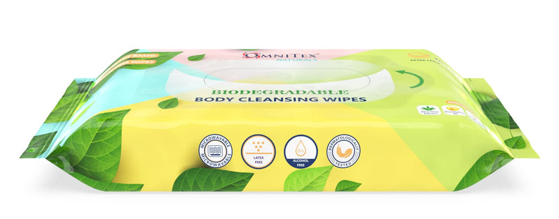 160x Omnitex Biodegradable Extra Large & Extra Thick Body Cleansing Wipes - Microwaveable | Rinse Free Wipes for Camping, Festivals, Elderly Bed Bath | Alcohol Free, With Aloe Vera & Vitamins | 4x40pk - NewNest Australia
