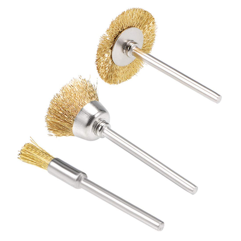 45 Pieces Brass Wire Brushes Wheel Cup Pen Brush Set Polishing Attachment Kit for Dremel Grinder Rotary Tools (Gold) 45Pcs Gold - NewNest Australia