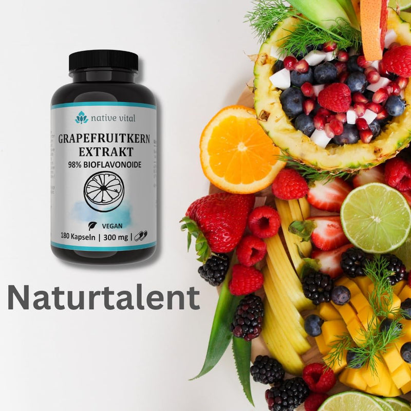 Grapefruit seed extract - IMPORTANT: 98% (300mg) bioflavonoids per daily dose - 180 capsules - Made in Germany - Vegan - Premium quality - NewNest Australia