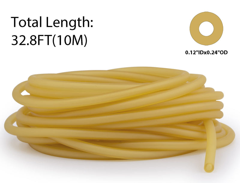 Famgee 32.8FT Natural Latex Rubber Tubing Elastic Speargun Band Slingshot Catapult Surgical Rubber Tube Hose for Outdoor Hunting Physical Therap Yellow-0.12id, 0.24od - NewNest Australia
