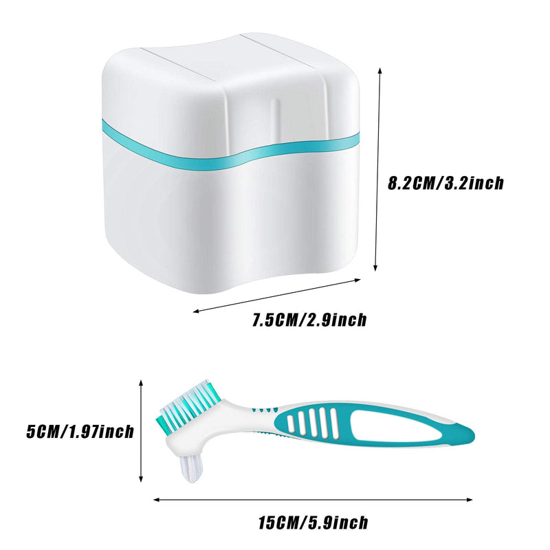 Denture Bath Box With Denture Cleaner Brush Denture Toothbrush, Denture Cup Denture Box Bath Container With Basket Denture Holder Denture Brush Holder For Travel (Green) Green - NewNest Australia