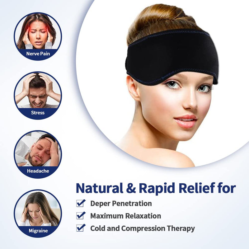 NEWGO Headache Ice Pack Head Cold Pack Headband for Migraines, Gel Ice Pack Head Ice Wrap for Headache Relief, Tension, Sinus Pain, Chemo, Head Injuries - 29.5" x 4.3" - NewNest Australia