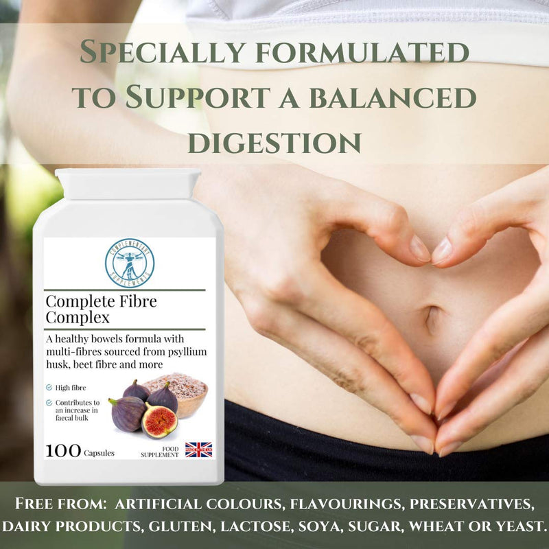Complementary Supplements | Complete Fibre Complex | Dietary Fibre & Herbal Formula | Psyllium Husk | Prune Juice | Sugar Beet | Flaxseed | Fenugreek | Vegan | 100 Capsules - NewNest Australia