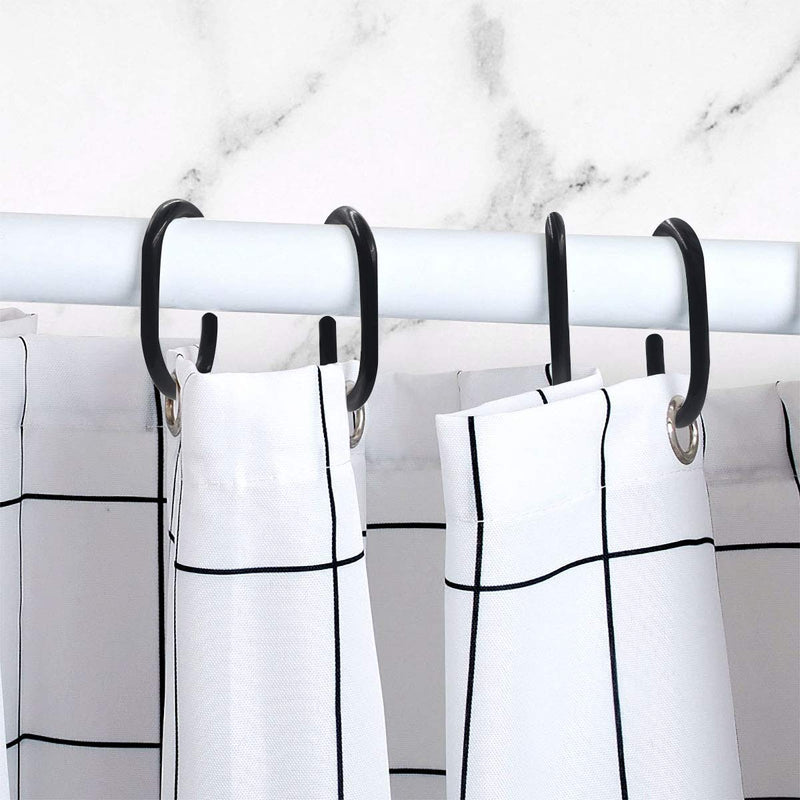 24 PCS Plastic Shower Curtain Rings Shower Curtain Hooks for Bathroom Shower Window Rod.(Black) Black - NewNest Australia