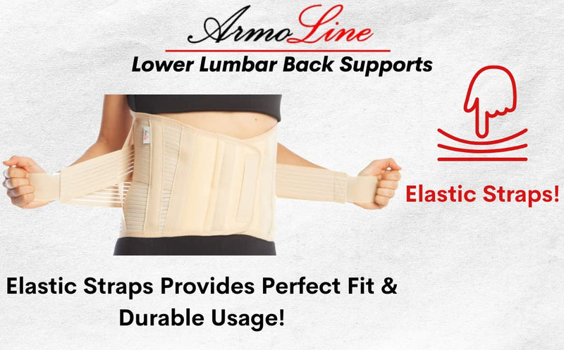 ArmoLine Medical Lower Back Brace Lumbar Support Belt - 26 cm Height - Adjustable Double Compression for Lower Back Pain Rehabilitation Arthritis Muscle Spasm for Men and Women (XL, Beige) XL - NewNest Australia