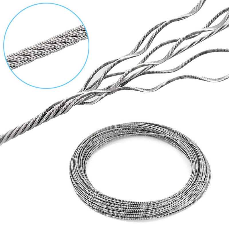 Amadget Stainless Steel Wire Rope, 316 Marine Grade Cable Railing Kit, Aircraft Wire Rope & Picture Hanging Kit for Railing, Decking, DIY Balustrade, Boat Marine Hardware (1/8" x 33 Feet) 1/8" x 33 Feet - NewNest Australia