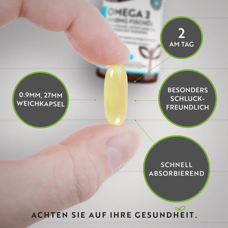 Omega 3 2000 mg - pure fish oil from SUSTAINABLE fishing - HIGH DOSE with 660 mg EPA & 440 mg DHA per serving - 240 high-dose capsules - tested/certified in Germany - NewNest Australia