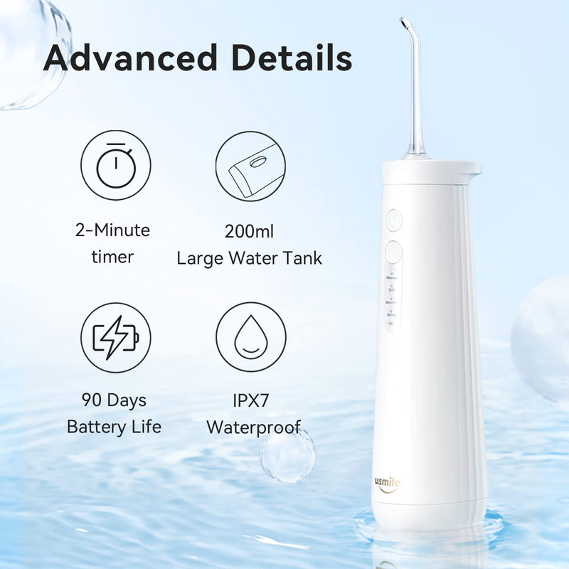 Usmile Ultrasonic Oral Irrigator Wireless, 200 Ml Electric Tooth Cleaner With 4 Cleaning Modes And Memory Function, 90 Days With 1 Charge Water Flosser, For Teeth Cleaning (Cy0) - NewNest Australia