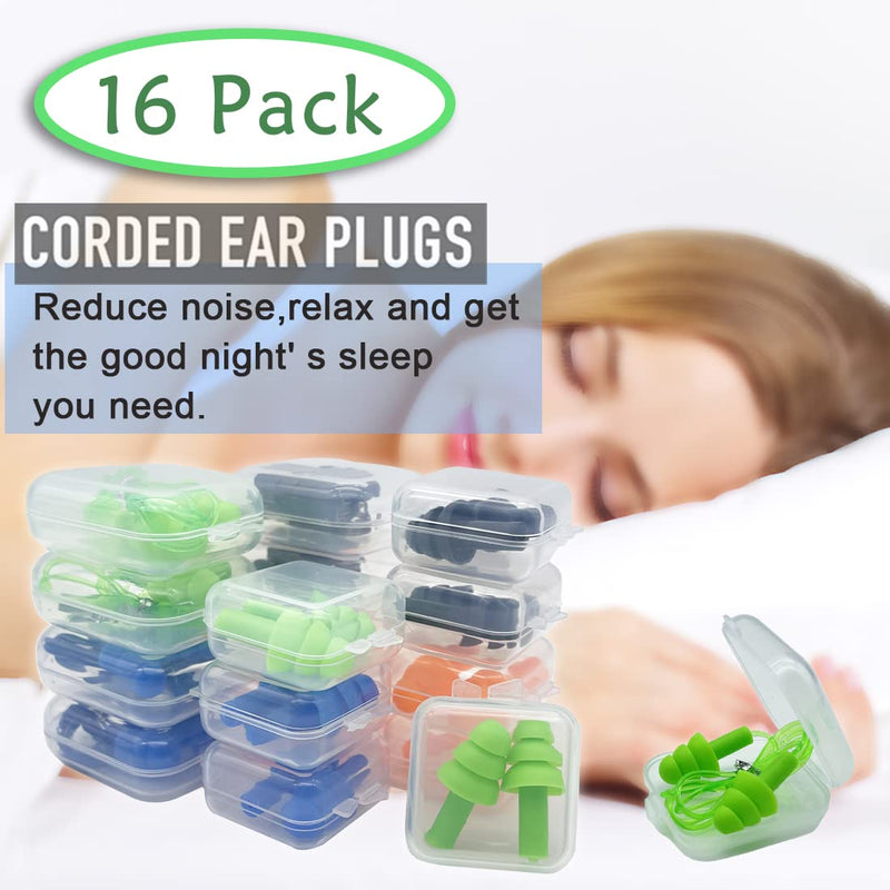 Ear Plugs for Sleeping,16 Pairs Noise Canceling Ear Plugs Soft Reusable Silicone Earplugs Waterproof Noise Reduction Earplugs for Concert,Swimming,Study,Loud Noise,Snoring - NewNest Australia