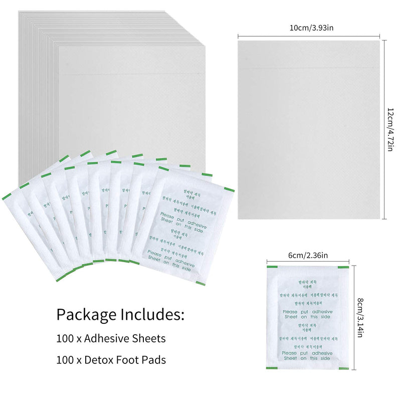 100pcs Detox Foot Patches, Funpa Foot Detox Pads Natural Organic Foot Pads Toxins for Clean Body&Pain Relief&Stress Relief&Improve Sleep Quality with Foot Detox Patches (White) (100pcs Bamboo Vine) - NewNest Australia