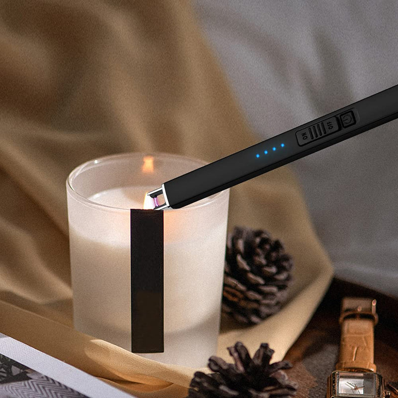 ARECTECH Lighter Electric Lighter Candle Lighter Rechargeable USB Lighter Plasma Arc Lighters for Candle Camping Kitchen Black - NewNest Australia
