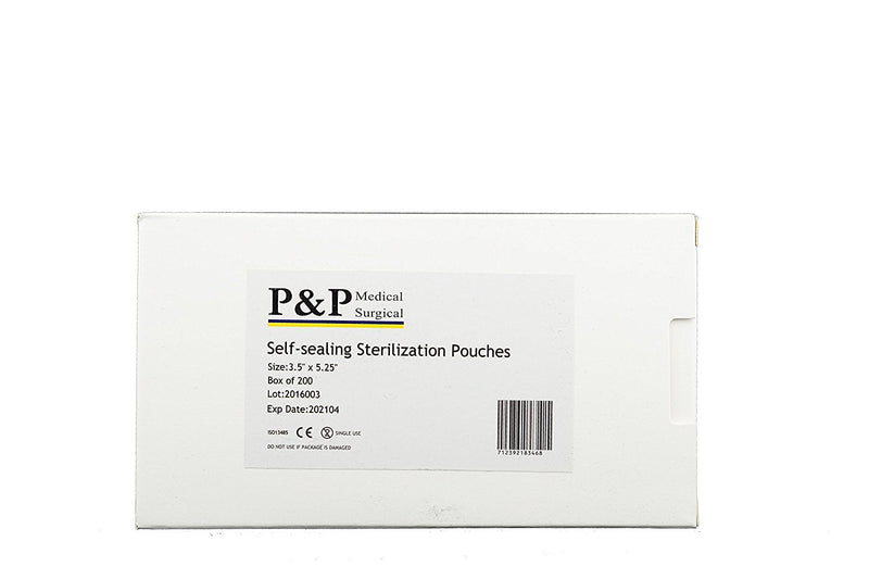 Sterilization Pouches 3.5”x5.25” Self-Sealing Autoclave Bags with Indicators for Professional Surgical Instrument Cleaning by P&P MEDICAL SURGICAL Box of 200 - NewNest Australia