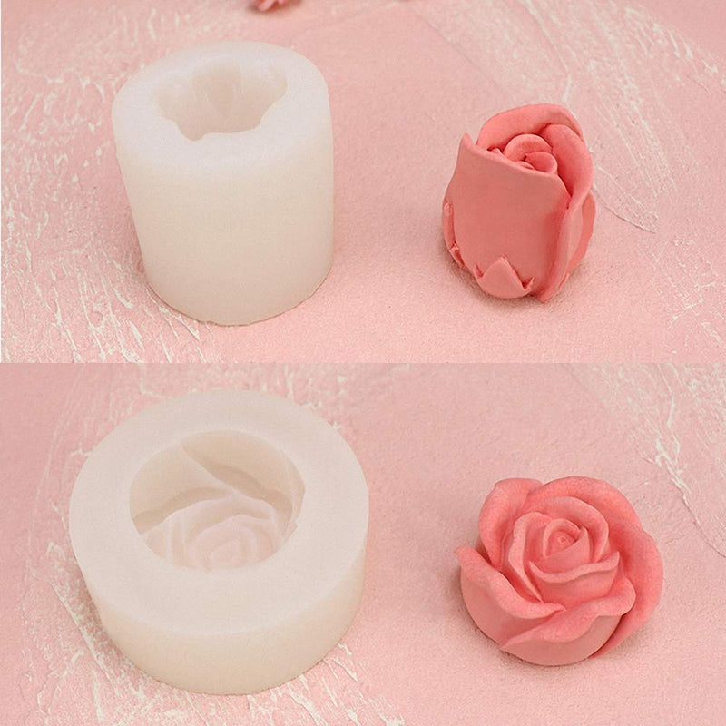 2Pcs/Set 3D Rose Flower Candle Molds, Rose Shaped Craft Art Silicone Mold for Fondant Cake Decoration Making Beeswax Candle Handmade Soap Lotion Bar Crayon Wax Plaster - NewNest Australia
