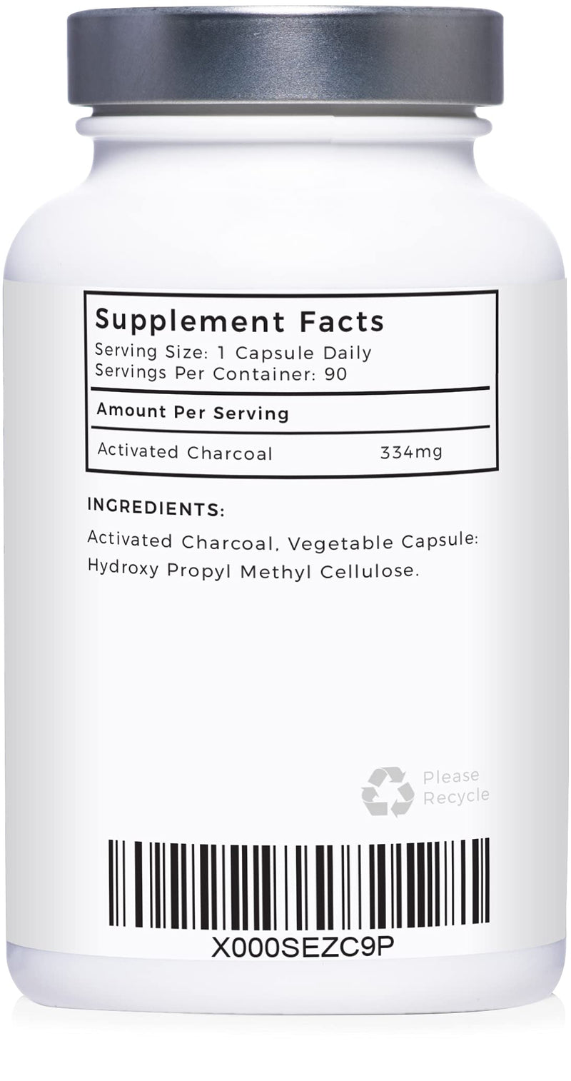 High Strength Activated Charcoal Capsules by LLS | 90 Capsules - 3 Month Supply | 334mg | For Gas, Bloating, Digestion, Flatulence, Detox | 100% Coconut Charcoal - Zero Fillers | Love Life Supplements - NewNest Australia