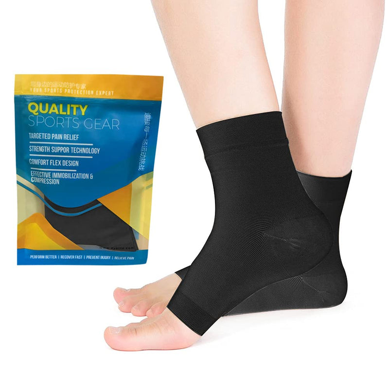 Eyotto 1 Pair Compression Ankle Brace Medical Breathable Ankle Support Elastic Thin Foot Care Sleeve Socks For Pain Relief, Plantar Fasciitis, Arthritis, Black, L - NewNest Australia