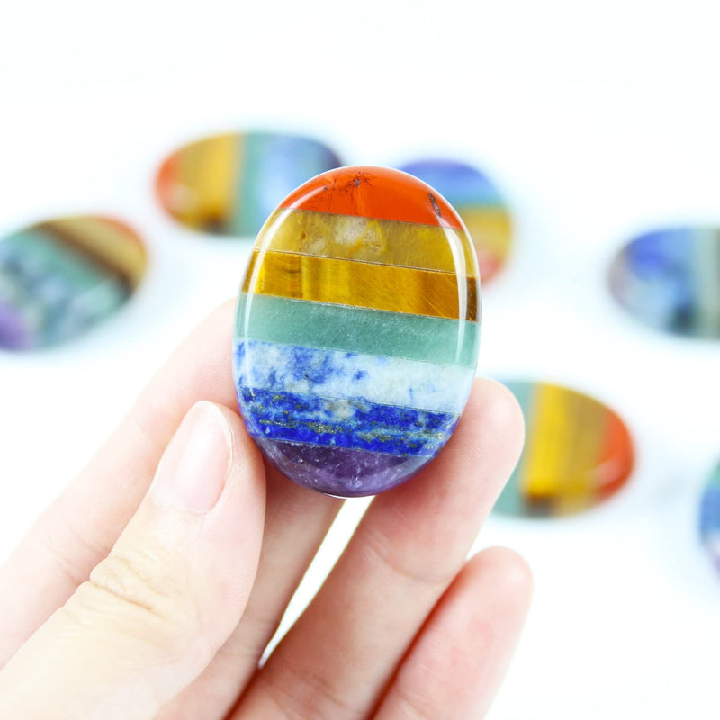 Nvzi Worry Stones for Kids, Chakra Crystals and Healing Stones, Oval Palm Stone, Thumb Stone, Crystals for Beginners, Spiritual Gifts for Women, Meditation Accessories (1PCS) Flat - NewNest Australia
