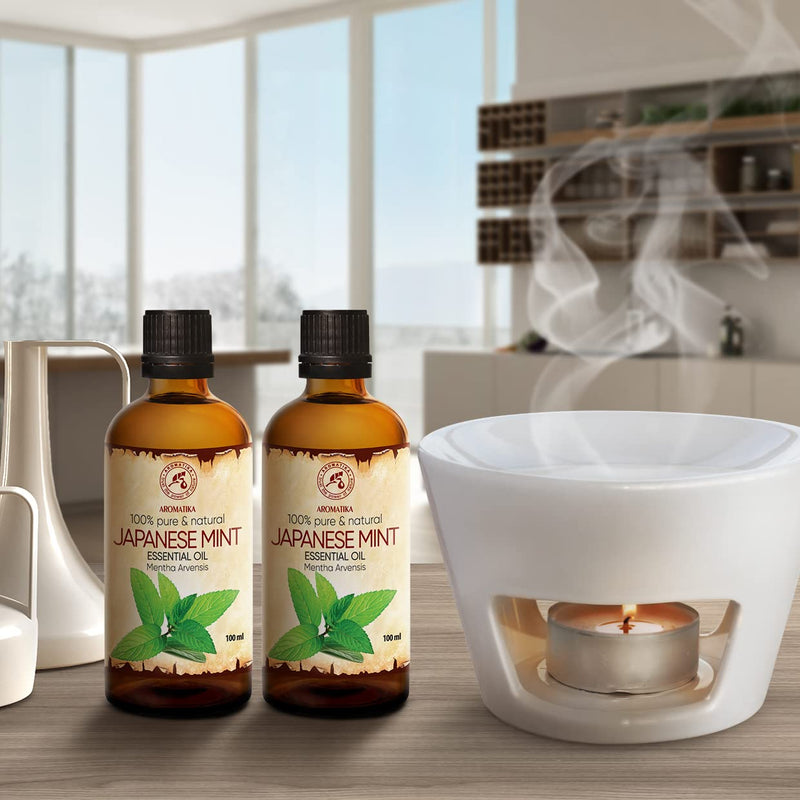 Japanese Mint Oil 2 X 100 Ml - Mentha Arvensis - Aromatherapy Essential Oils For Diffusers And Fragrance Lamps - Mint Oil For Soap Making And Candles - Japanese Mint For Skin & Hair And Room Fragrance - NewNest Australia