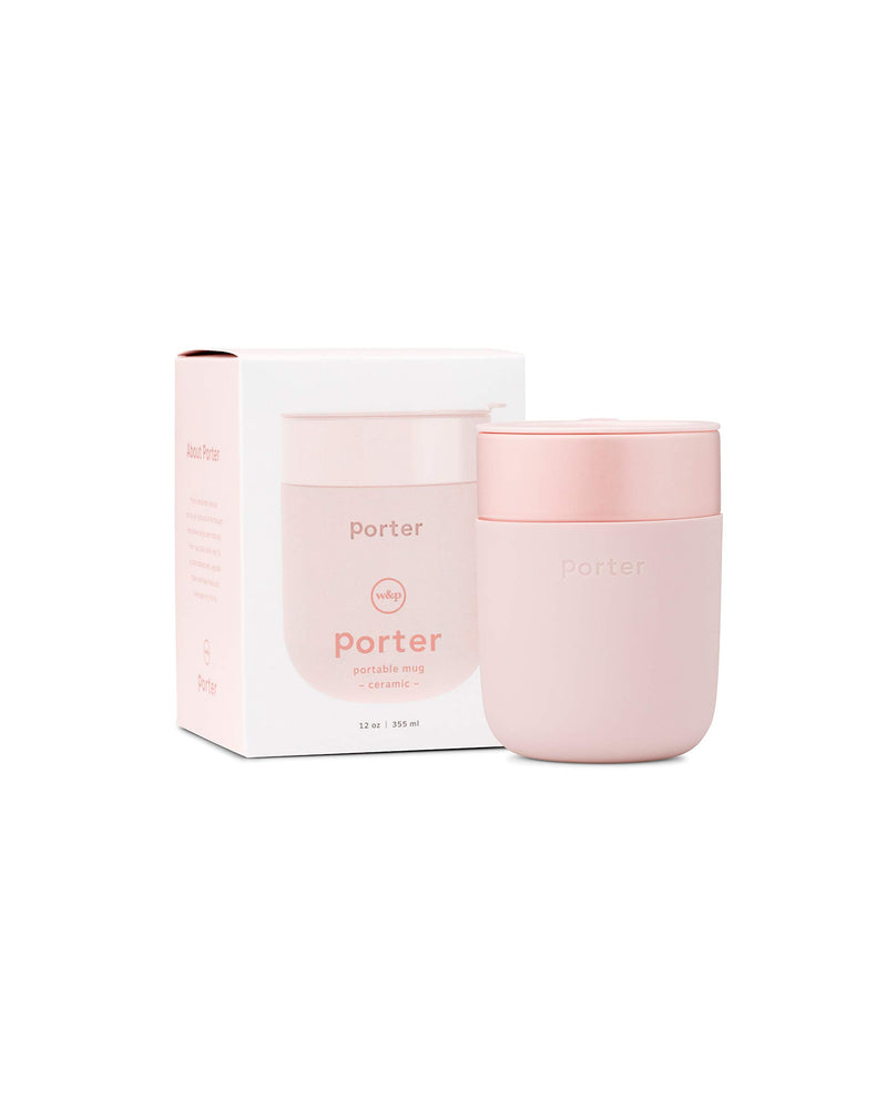 NewNest Australia - W&P Porter Ceramic Mug w/ Protective Silicone Sleeve, Blush 12 Ounces | On-the-Go | Reusable Cup for Coffee or Tea | Portable | Dishwasher Safe 12 Ounce 