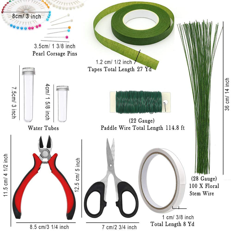 Floral Arrangement Kit,17 Pieces Flower Tools Include Floral Wire Cutter Scissor Floral Tape 22 Gauge Paddle Wire 26 Gauge Stem Wire Pearl Corsage Pin Bouquet Wrap Florist shears - NewNest Australia
