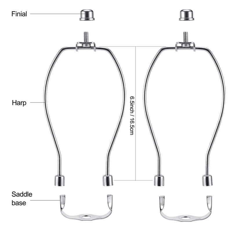 7 Inch Nickel Lamp Harp Holder Kit with Finial and Detachable Light Duty Saddle Base, Saangseon Set of 2 DIY Lighting Accessories Horn Frame Lampshade Bracket for Table and Floor Lamp 7 Inch - NewNest Australia