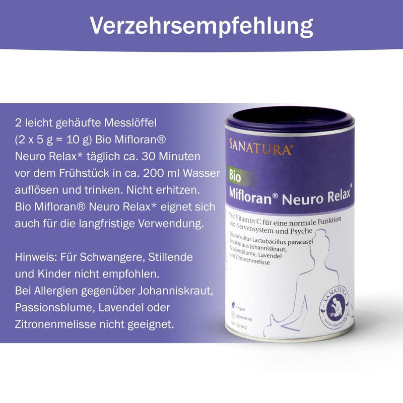 Sanatura Bio Mifloran Neuro Relax - gut-brain balance, for psyche & nerves - including Lactobacillus paracasei, St. John's wort extract, passionflower for more relaxation - NewNest Australia