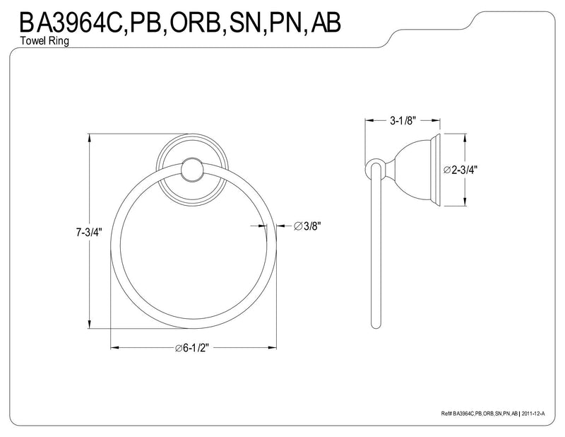 Kingston Brass BA3964PB Restoration 6-Inch Towel Ring, Polished Brass - NewNest Australia