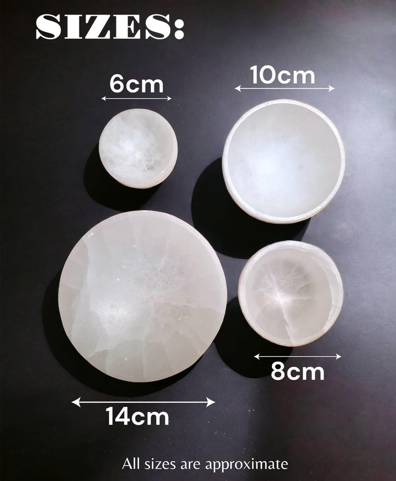 Crystal Selenite Charging Round Shape Handmade Bowl Alter Cleansing Spiritual Energy Healing Plate Charge White Dish Meditation Tumbles Creative Dish Jewelry Storage Decoration or Gift 6 cm - NewNest Australia