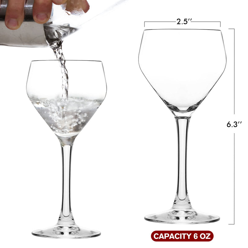 Chouggo Nick & Nora Glasses Cocktail Glasses Set of 4, Hand Blown Premium Crystal Cocktail Glass for Bar, Martini, Cosmopolitan, Manhattan, - 6Oz, Clear - NewNest Australia