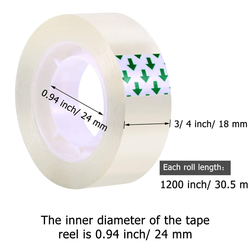 16 Pack Transparent Tape Clear Tape, Each Roll 3/4 x 1200 Inches for Office, Home, School - NewNest Australia