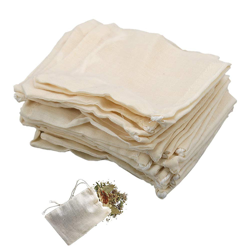 Skystuff 20Pcs Cotton Muslin Bags Reusable Drawstring Muslin Bags for Herb Cooking Coffee Tea Brew Lavender Soap Nuts Spices Bags - NewNest Australia