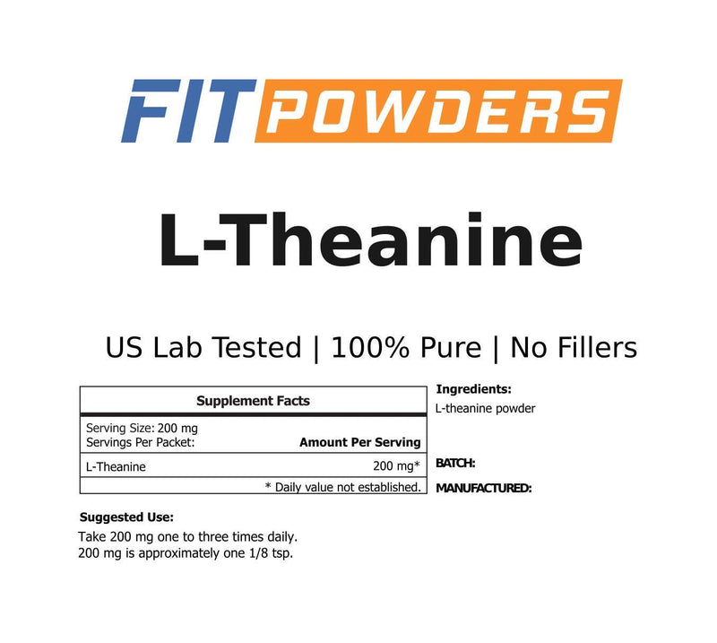 L-Theanine Powder 100g (500 Day Supply) 100% Pure, Non-GMO, Gluten Free, Mood and Cognitive Supplement, Stress Relief and Relaxation, Scoop Included - FitPowders - NewNest Australia