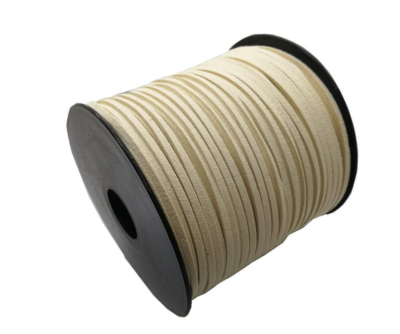 PAMIR TONG 100 Yards 2.6mm Suede Leather Cords Leather Lace Flat Faux Suede Cord String Thread Velvet Cord for Necklace, Bracelet, Beading and DIY Crafts (Beige) Beige - NewNest Australia