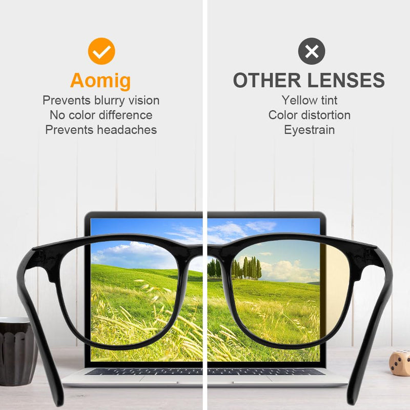 Aomig Blue Light Blocking Glasses, 2PC Blue Light Filter Glasses Gaming, Reading Glasses Visual Aid Eye Optics Glasses, Screen Glasses Unisex Protects the Eyes and Relieves Fatigue (Black/Grey) Black/Grey - NewNest Australia