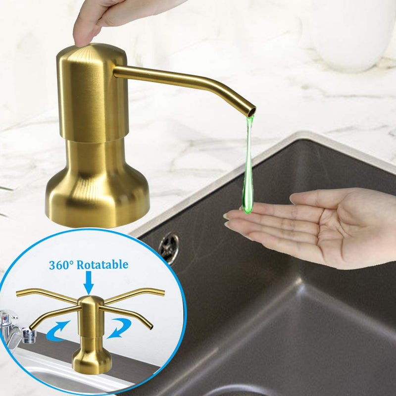 Soap Dispenser for Kitchen Sink Gold Brushed Nickel with 41" Extension Tube and 17 Oz Bottle, Stainless Under Countertop Sink Soap Dispenser Pump - NewNest Australia