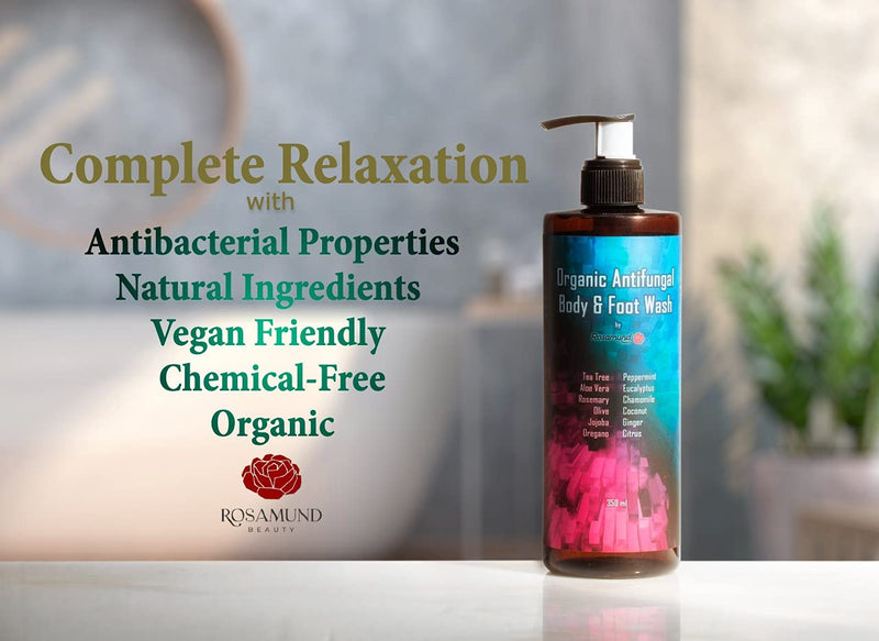 Organic Antifungal Body & Foot Wash | Tea Tree | Antibacterial | Relieve Acne, Eczema, Warts, Athlete’s Foot, Ringworm, Toenail Fungus, Jock Itch | Natural Ingredients | Deluxe Size | 350ml - NewNest Australia