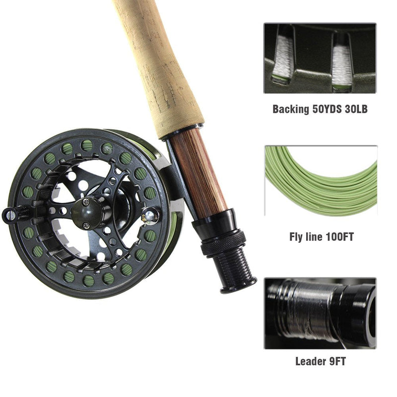 Croch Weight Forward Fly Fishing Line WF 3F 4F 5F 6F 7F 8F 100ft + Backing Line+ 9ft Leader Blue,Green WF-8F 100FT w/ Backing 30LB/100Yds + Fly Leader - NewNest Australia