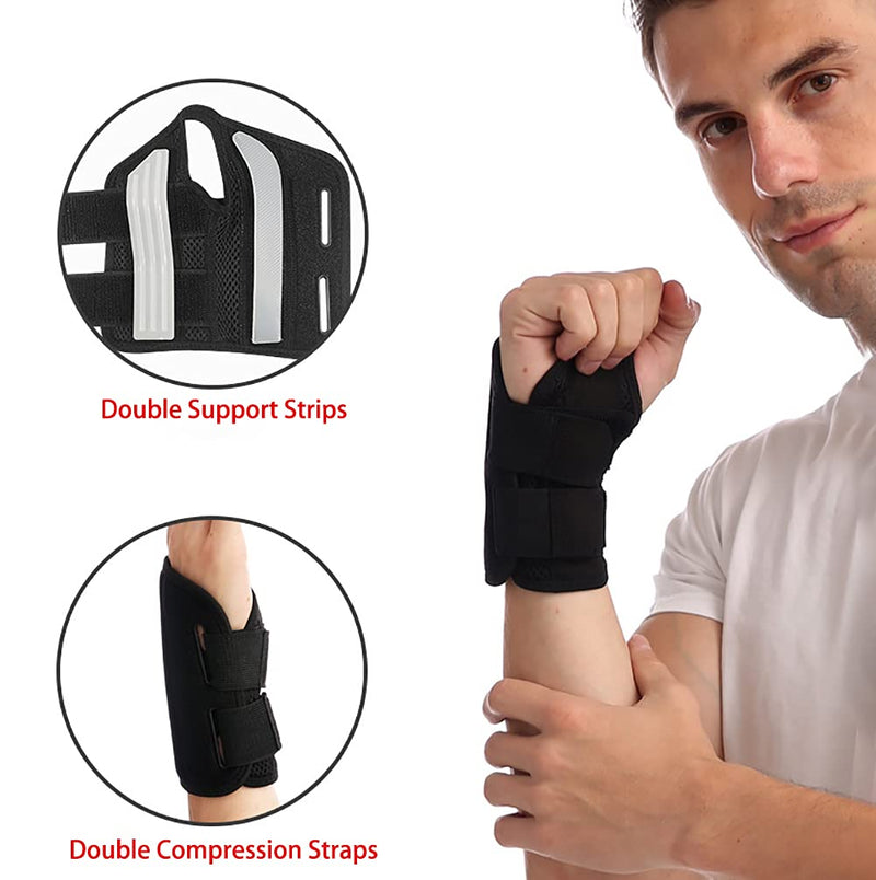 NuCamper Breathable Wrist Support Wrist Brace with Metal Splint Stabilizer Men Women Wrist Brace Adjustable Wrist Splint for Arthritis, Tendonitis, Sprain Black S/M Right Handed - NewNest Australia