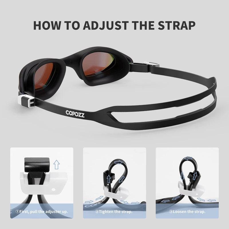 COPOZZ Adult Swimming Goggles - Anti-Fog, Comfortable No Leaking Swim Goggles Glasses for Women Men Blue Black - NewNest Australia