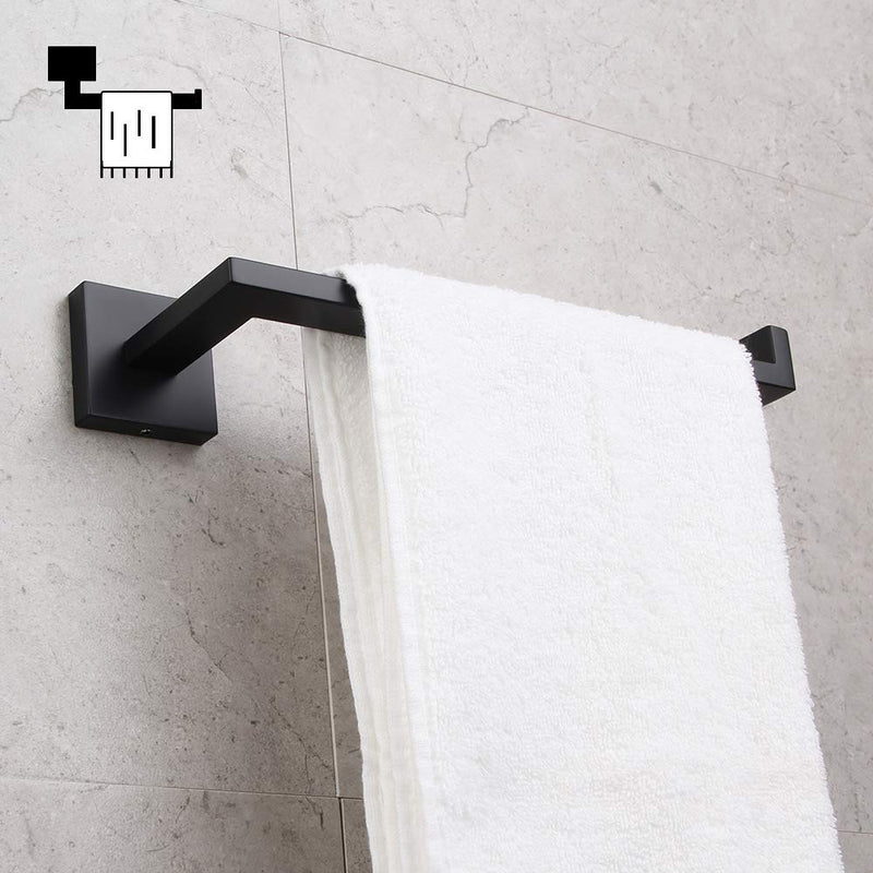 GERZWY Modern Black Towel Holder SUS304 Stainless Steel Towel Hanger Towel Ring for Bathroom Lavatory Wall Mount Contemporary Style IG1806-BK - NewNest Australia