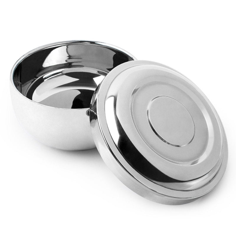 QSHAVE Stainless Steel Soap Shaving Bowl with Lid 4" Diameter Deep Chrome Plated 1 Piece Silver - NewNest Australia