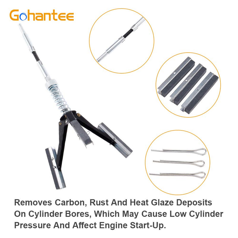 gohantee Engine Cylinder Hone Deglazer Adjustable 1-1/4" to 3-1/2" Diameter with 3-Piece 2" Long Stones 220 Grit - NewNest Australia
