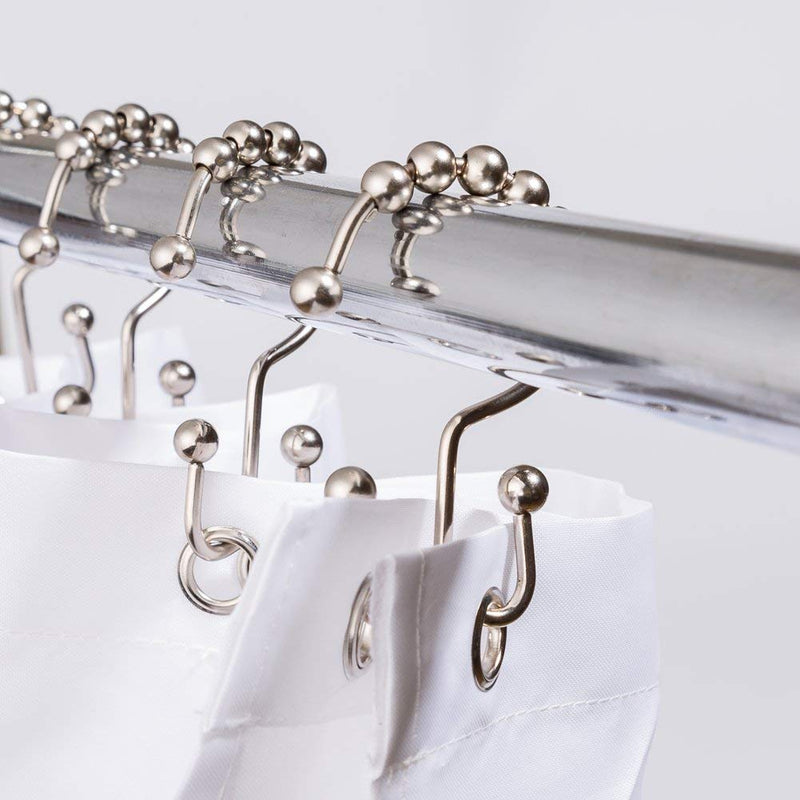 Cosfy Double Shower Curtain Hooks Rings Premium 100% Rust Resistant Metal Shower Hooks for Bathroom Shower Rods Curtains, Roller Balls Glide on Shower Rods, Set of 12 (Brushed Nickel) Dbl1-nickle - NewNest Australia