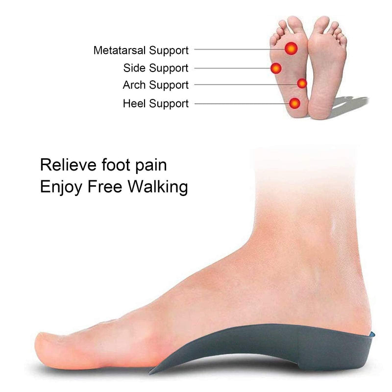 RooRuns Orthotic Insoles, 3/4 High Arch Support Shoe Inserts Insoles for Flat Feet, Plantar Fasciitis, Foot Arch, Feet Fatigue for Men, Woman - for Exercises, Large (10-13.5 UK), Deep Blue Large (8.5-10.5 UK) - NewNest Australia